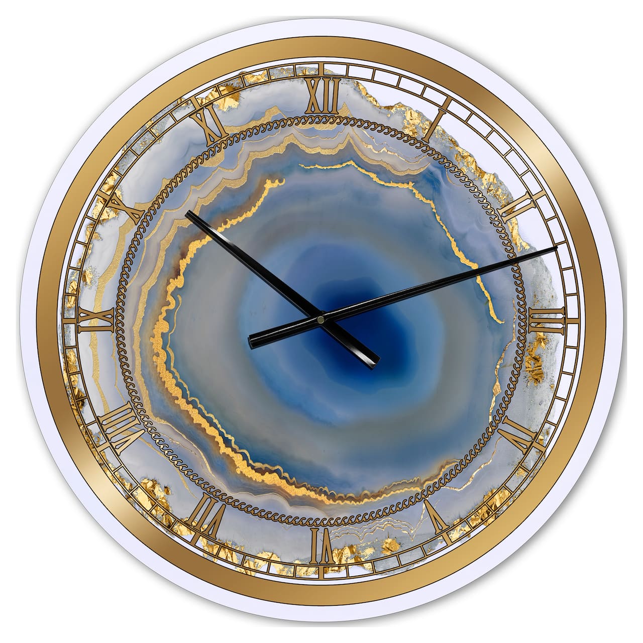 Designart Golden Water Agate Oversized Wall Clock